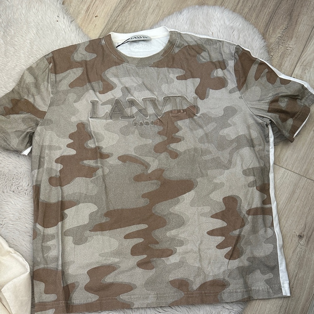 Authentic Lanvin Men's Camouflage T-Shirt - Brown and Tan